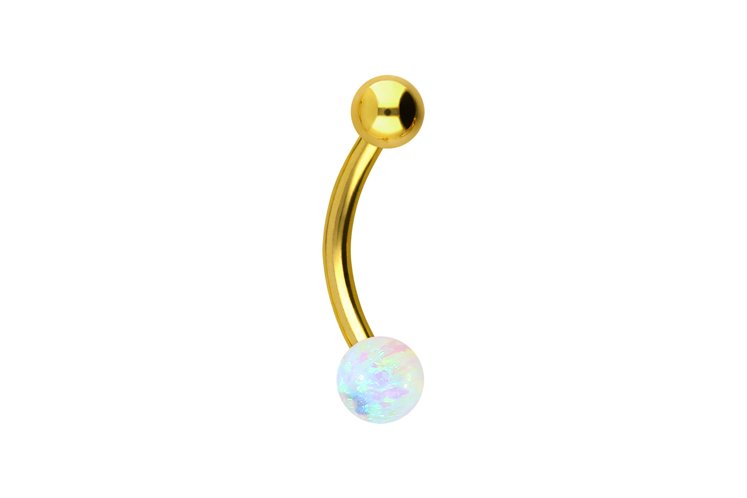 Chirurgenstahl Mini Bananabell Piercing SYNTHETISCHER OPAL + CHIRURGENSTAHL-KUGEL